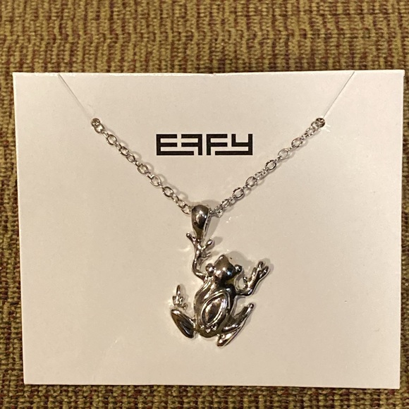 NWOT - New EFFY Silvertone Necklace & Frog Charm - Picture 1 of 10